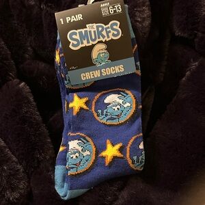 NWT Smurfs Blue Crew Socks adult size 6-13